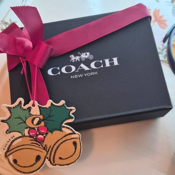 MINI ENVELOPE WALLET WITH STRAP (COACH CU175) GOLD/MERLOT - Picture 2 of 11